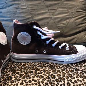 Converse Brown and Pink High-Top Sneakers